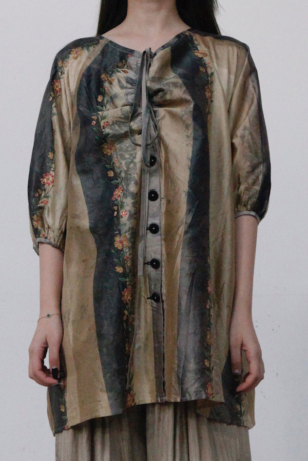 MUTEDANCE gray -green real silk shirt MD22FW40